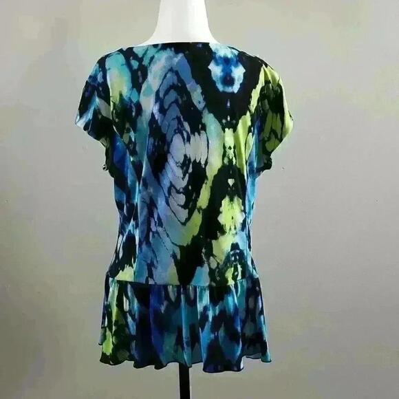 Bali Pendulum Short Sleeve Blouse Blue Green Black Us Xl - Picture 5 of 10
